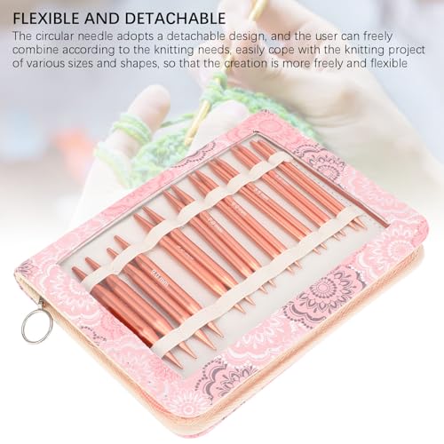 Interchangeable Circular Knitting Needle Set, Aluminum Oxide Crochet Needles with Case, for Knitting Enthusiasts, Includes Accessories, Ideal for Home