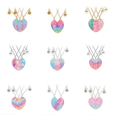 Gradiënt Hart Magnetisch Verbinding Ketting BFF Hanger Sieraden Voor Kinderen Beste Vrienden