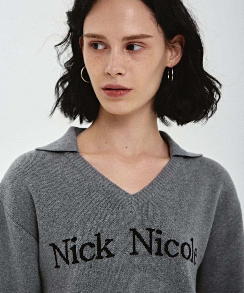 Nigaennikol Nicole Color Block Collar Knit_Charcoal