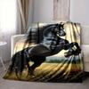 1pc Black Stallion Horse Blanket Lightweight Flannel Blanket Throw Blanket For Sofa, Bed, Travel, Camping, Livingroom, Office, Couch, Chair, And Bed y