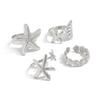 Stainless Steel Irregular Multi-Layer Ring Vintage Silver Color Starfish Open Adjustable Rings for Women Men Personality Jewelry