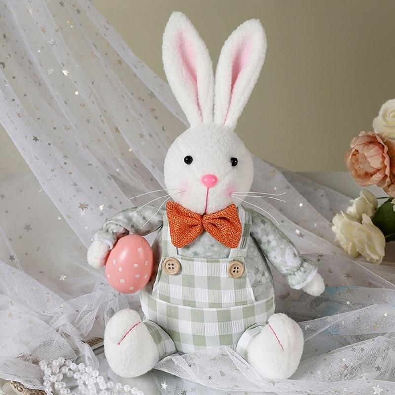 Spring Rabbit Doll Rabbit Figure for Easter Party Decors Kids Holiday Gift Colorful Accent for Windowsill Shelf