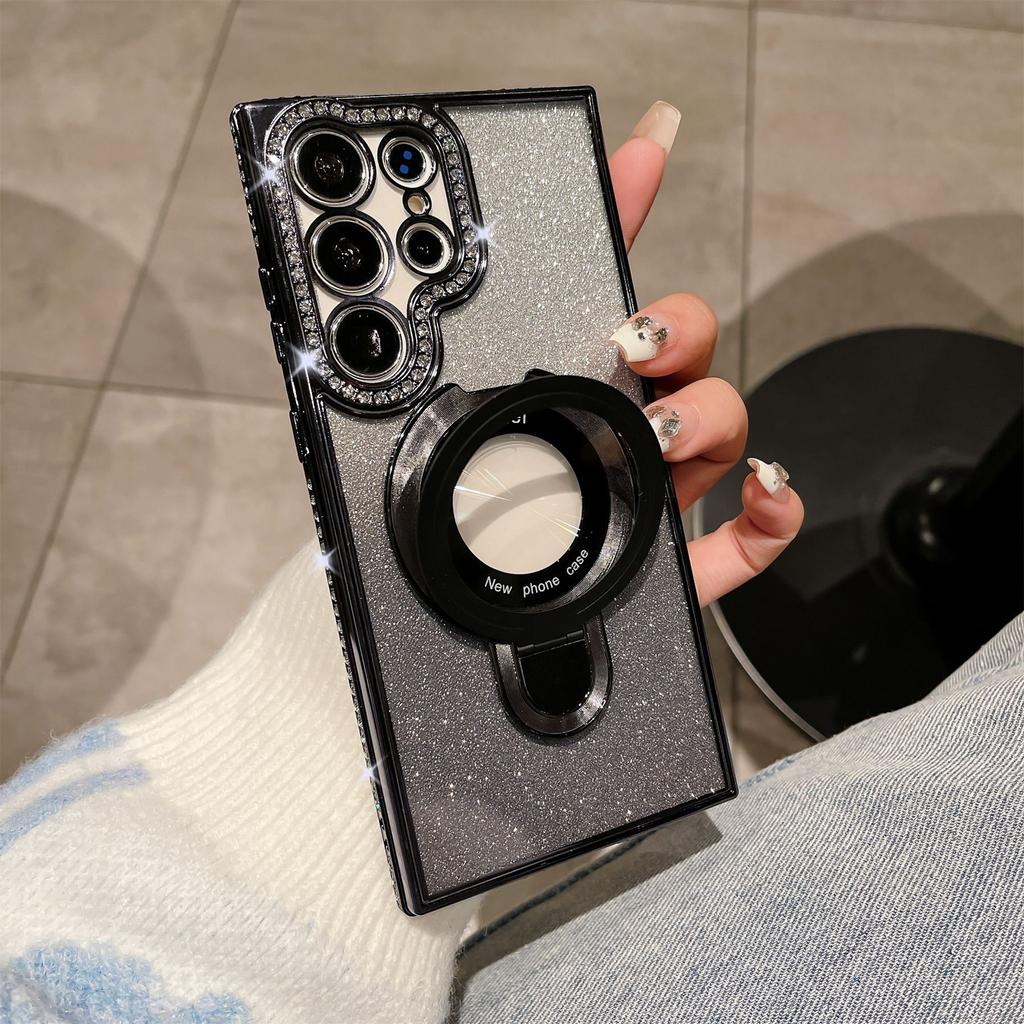 Samsung S24ultra Rhinestone Phone Case A05s Flash Powder Gradient S23 Electroplating A73 Magnetic Bracket A13