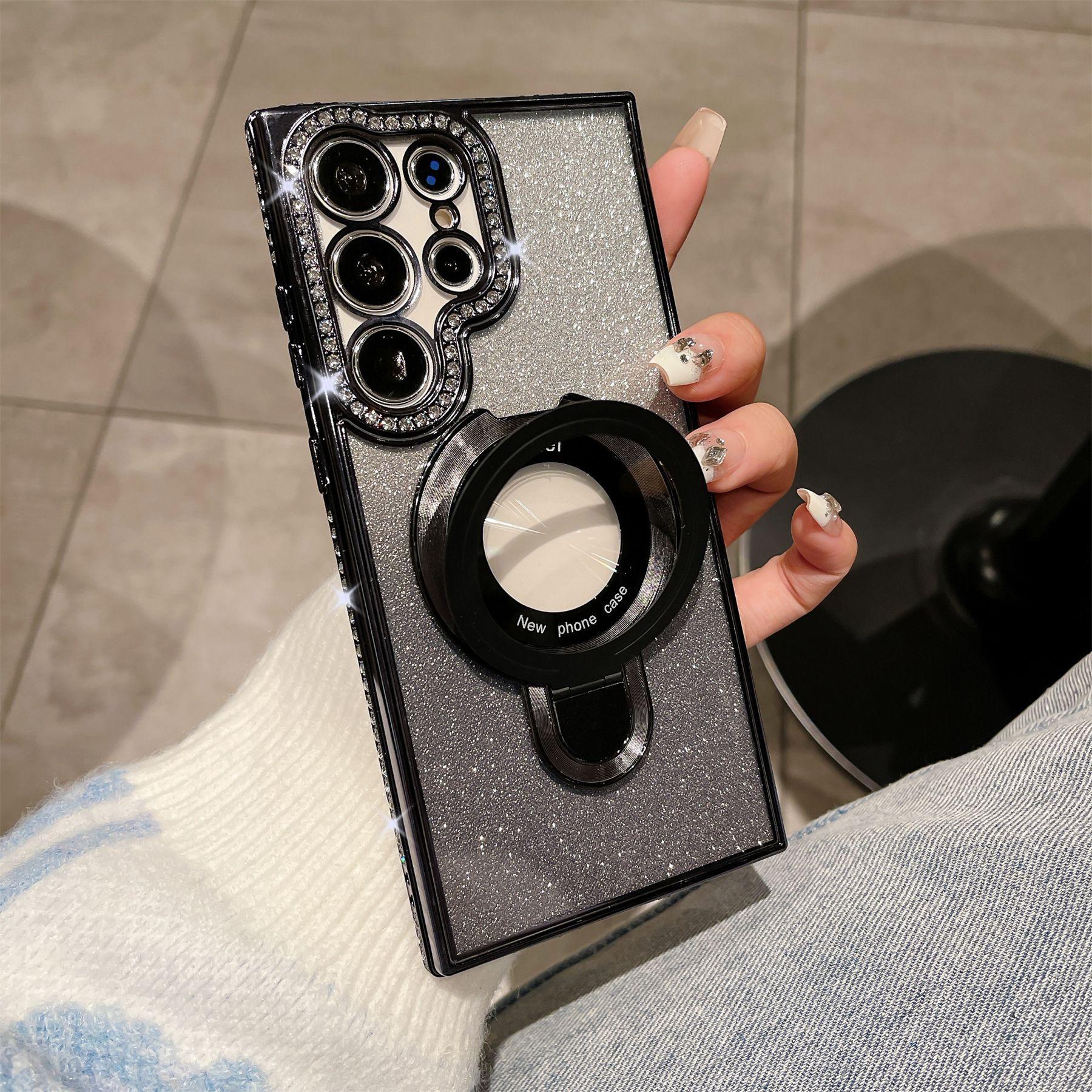 

Samsung S24ultra Rhinestone Phone Case A05s Flash Powder Gradient S23 Electroplating A73 Magnetic Bracket A13 Galaxy A16