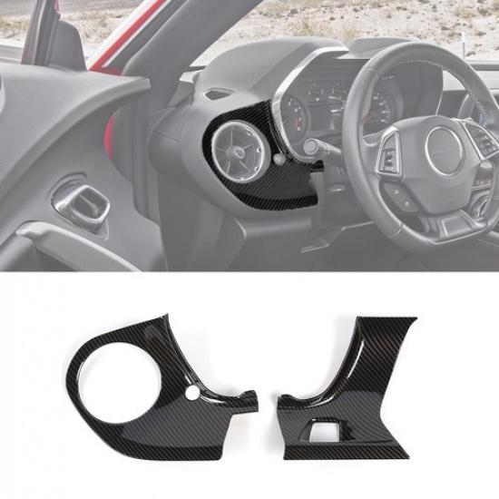 Carbon Fiber Center Console Dashboard Panel Cover Trim Part for Chevy Camaro 16+