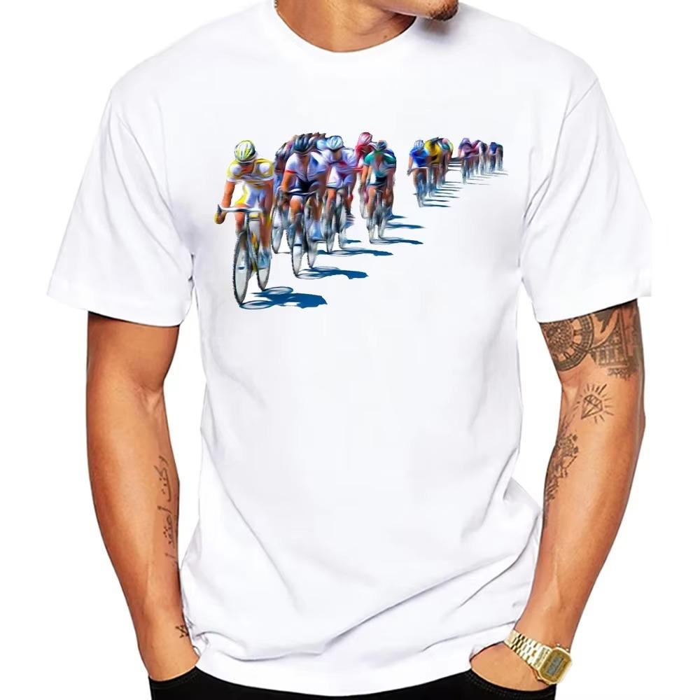 FUnny Anime Three Dad Fixed Gear Bicycle Cycling Fashion Vintage Classic T-Shirt Summer Men Short Sleeve Hip Hop Casual Tees