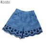 ZANZEA Women Summer Casual Hollow Out Floral Loose Short Pants