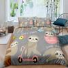 Floral Sloth Cartoon Cute Sloth Duvet Cover Flowers Sloth Animal Cover Kids Boys Girls Gifts Bedding Sets for Bedroom Decortion