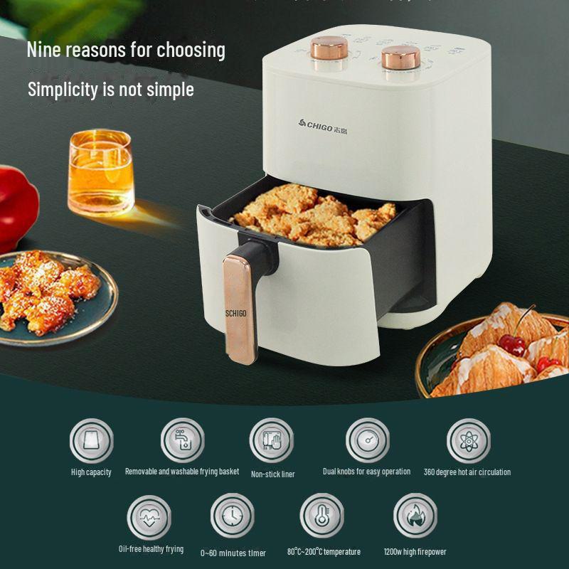 Chigo Smart Large Capacity Multifunctional Non-Stick Smokeless Air Fryer
