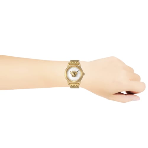 Versace Palazzo Empire 43mm Schweizer Quarz Uhr, Weißes Zifferblatt, Edelstahl, Saphirglas, Gold, VERD00318, Herren