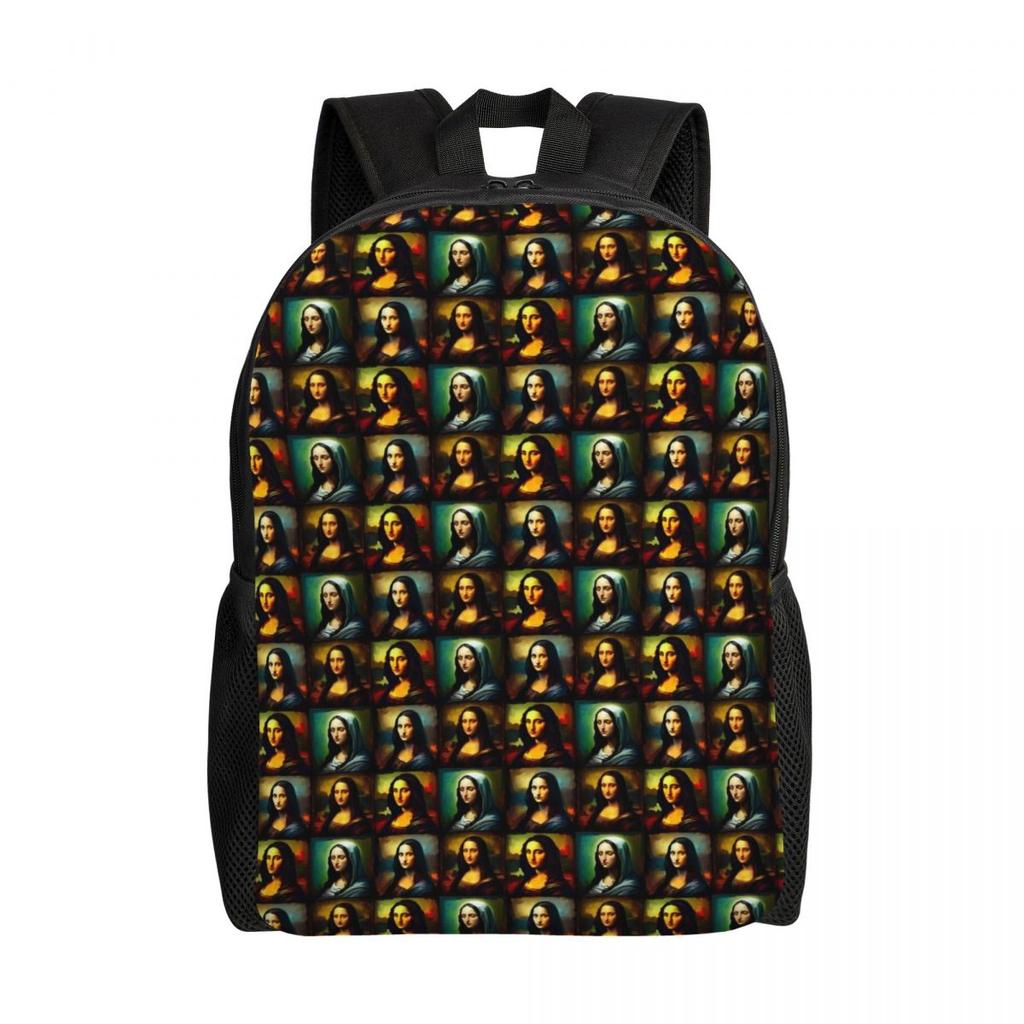 Art Mona Lisa Backpack Female Abstract Print Large Backpacks Polyester Cute School Bags Travel Designer Rucksack