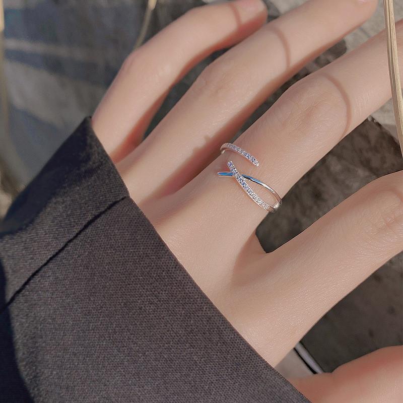 Cross Fashionable Geometric Ring With Zircon Stone Chic And Simple Design Popular Among Influencers