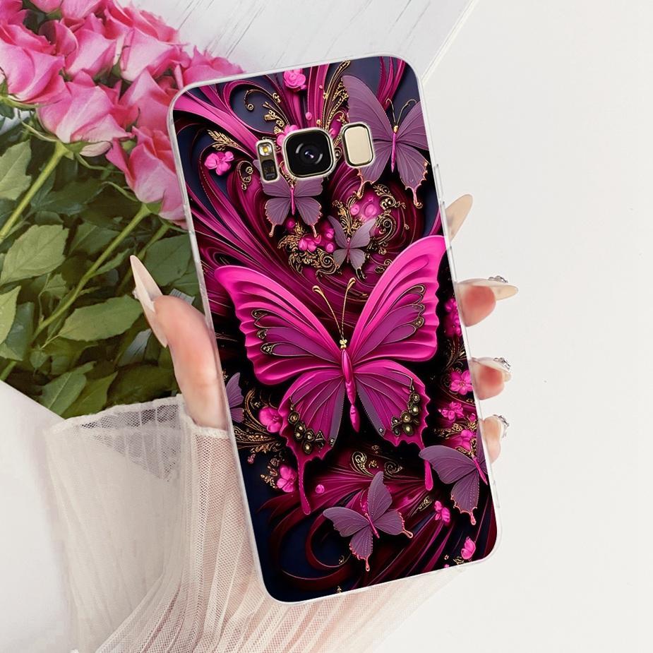 For Samsung Galaxy S8 Case SM-G950F Luxury Flowers Butterfly Painted Cover Soft Silicone Case For Samsung S8 Plus S8+ G955F Bags
