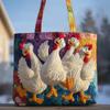 Chick Print Tote Bag 600D Oxford Cloth Shoulder Daily Use