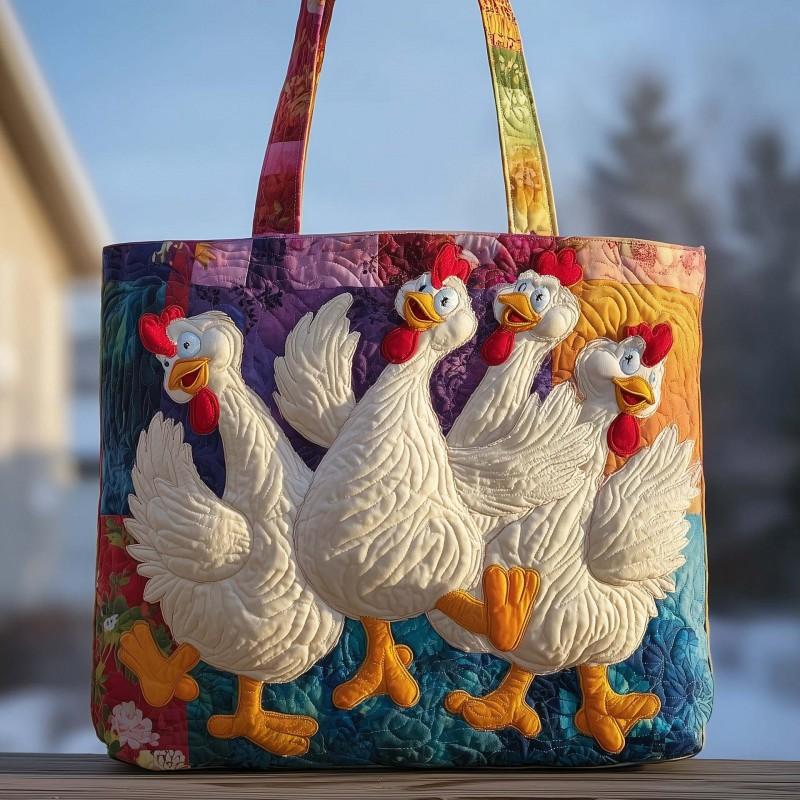 Chick Print Tote Bag 600D Oxford Cloth Shoulder Daily Use
