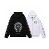 Trendy Chrome Sanskrit Cross Print Zipper Hooded Sweatshirt
