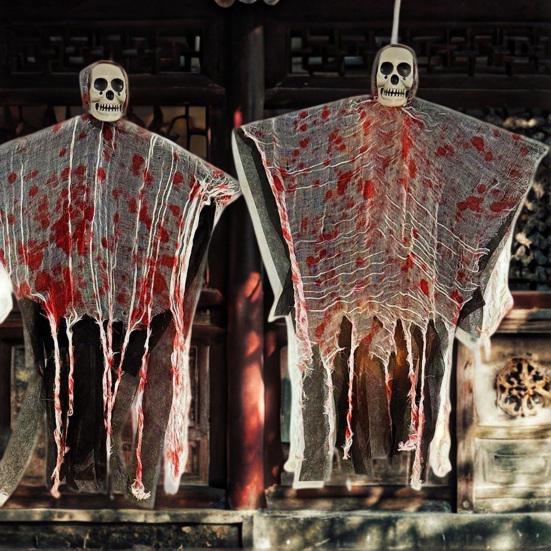 Halloween Hanging Ghost Statue Outdoor Decorative Flying Skull Hanging Ghost Props for Yard Horror House Entrance Decoration