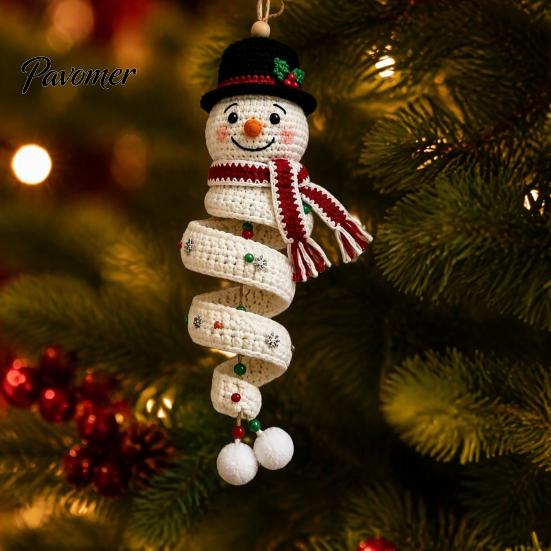 Regalo di Natale Fatto a Mano Bambola all'Uncinetto Ornamento a Spirale Kit Fai da Te, Set Artigianale Festivo con Progetto Filato Filato Morbido, Perline, Decorazione da Appendere all'Albero per Finestra