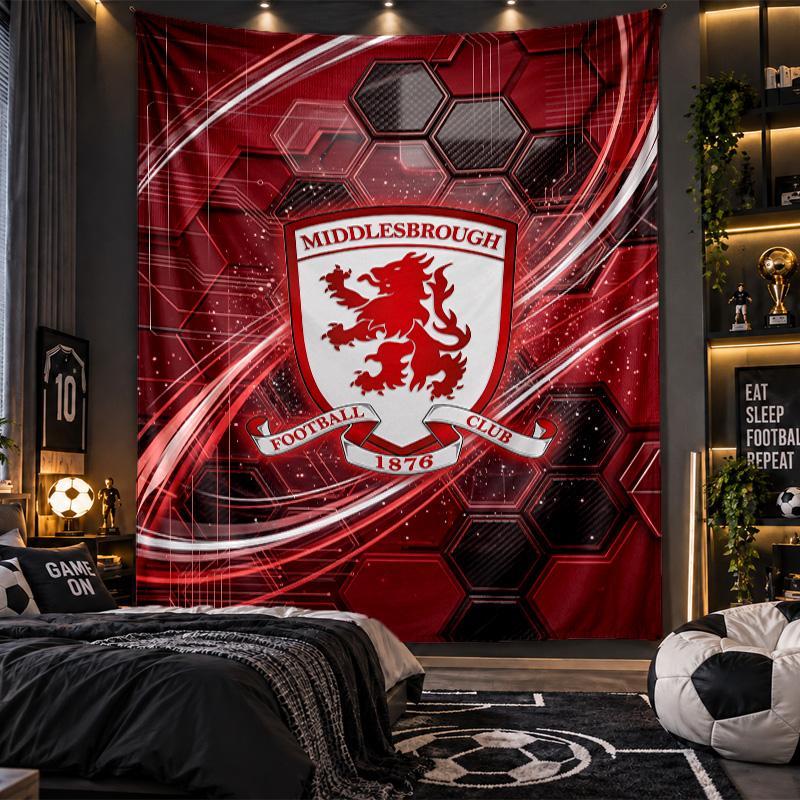 Wall Hanging Tapestry Middlesbrough Football Print Cloth for Living Room Bedroom Home Decor