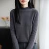 Long-sleeved Pullover Sweater for Women, Fitted and Slimming, with A Semi-high Collar, Knitted Base Layer Top