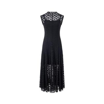 GIOVANNI VALENTINO Elegantes durchsichtiges ärmelloses A-Linien-Midikleid aus Spitze