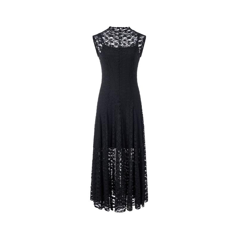 GIOVANNI VALENTINO Elegant Lace See-Through Sleeveless A-Line Midi Dress