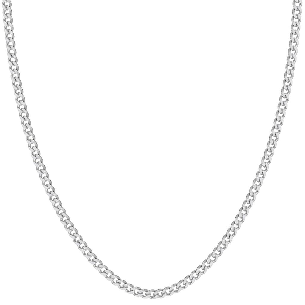 [Shinjuku Gin no Kura] Silver 925 6-Sided Curb Chain, Approx. 3.4mm Wide, 40-80cm (50cm) Long, Simple Chain Necklace for Men and Women, Chain Only