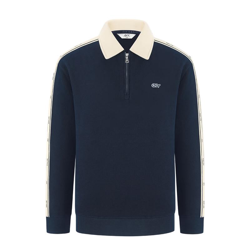 Goldlion Men s Striped 100% Cotton Half-Zip Polo Sweatshirt M