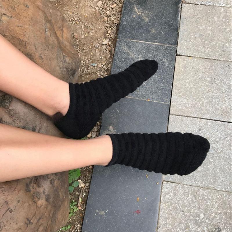 5 Pairs of Caterpillar Men's Short Socks Solid Colour Shallow Towel Thickened Sweat Breathable Sports Socks Autumn Cotton Boat Socks