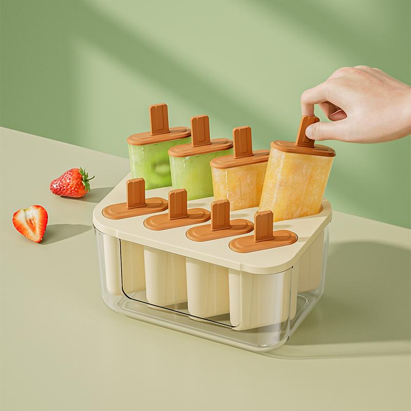 Kapaklı Silikon Buz Kalıbı, 8/22 Bölmeli, Ev Kullanımı İçin Gıda Sınıfı Buz Yapıcı, Buz Lolipop ve Dondurma Kalıbı