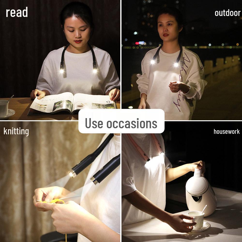 Portable LED Neck Reading Lamp with Eye Protection & USB Charging
