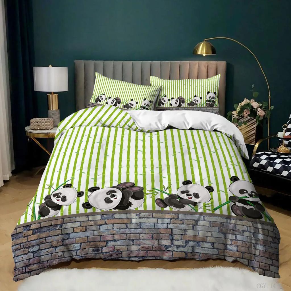 Black And White Duvet Cover, Panda Decor Printed Bedding Set For Kids Boys Girls, Comforter Cover With Pillowcases Queen Size
