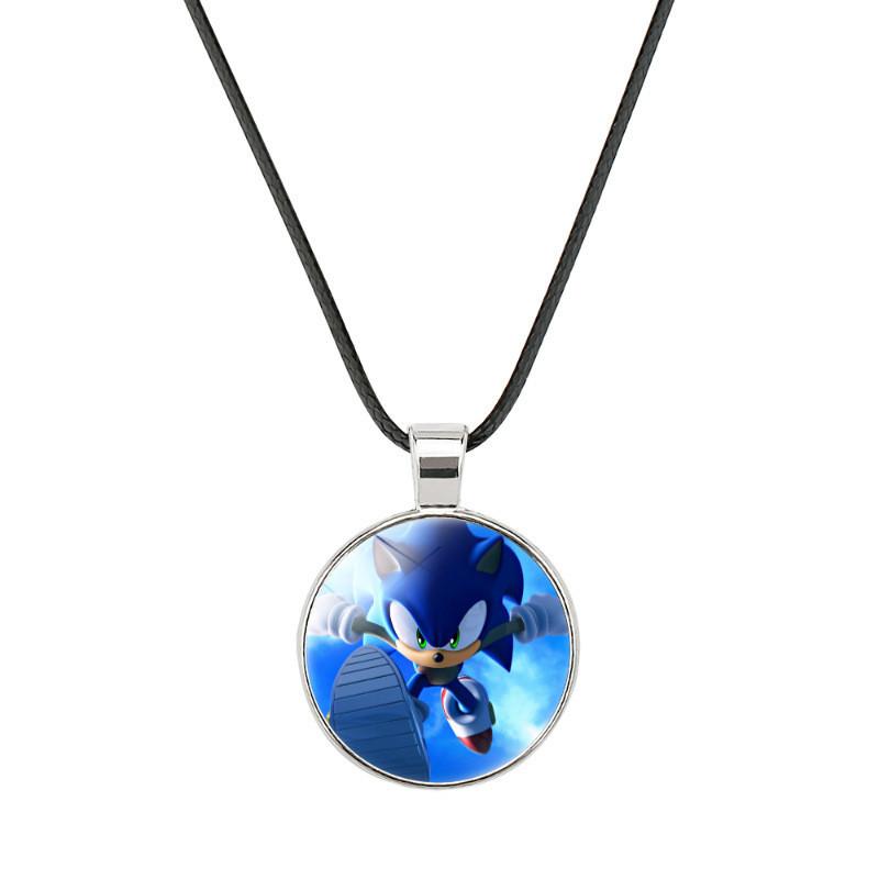 Sonic The Hedgehog Time Stone Necklace Soft Wax Rope Hypoallergenic Cartoon Pendant