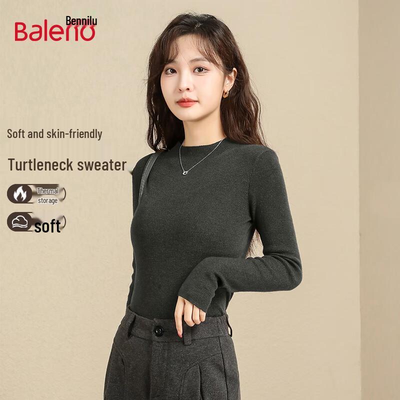 

Baleno Women s Slim Fit Semi-Turtleneck Knit Top One Size