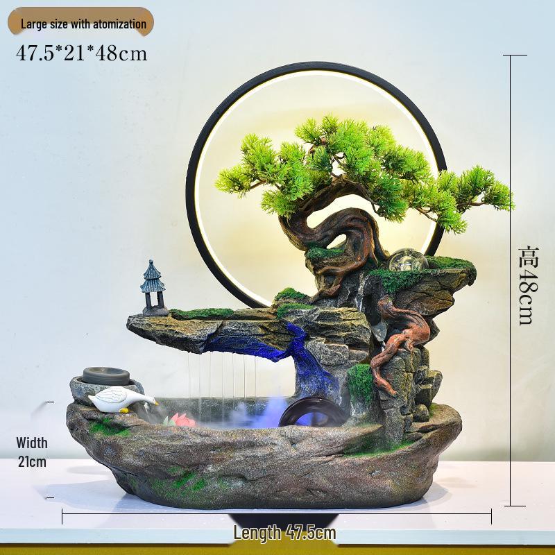 Rockery Water Fountain Feng Shui Wheel for Living Room, TV Cabinet, Office Tabletop