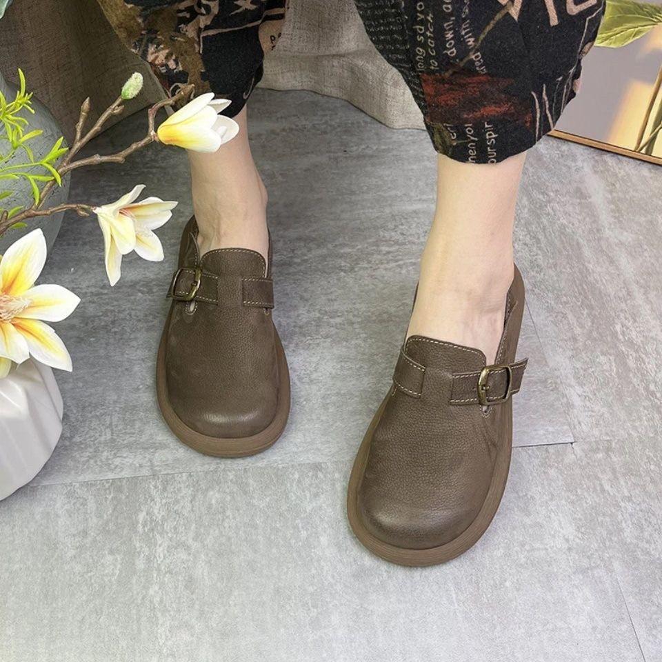 Women's shoes large size women's shoes flat bottom autumn new fashion casual buckle belt women's shoes casual women's shoes breathable