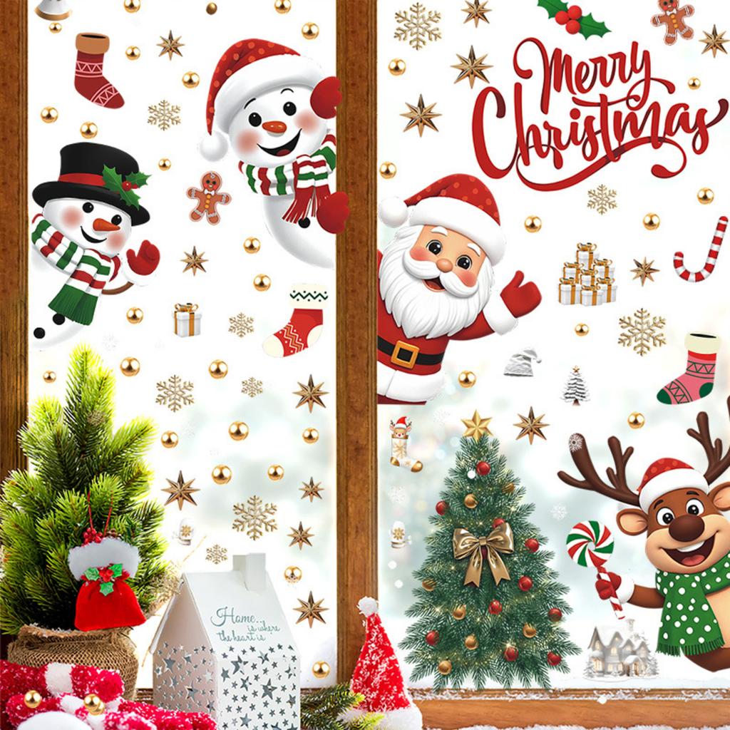 Christmas Decorations Holiday Party Decoration Window Stickers Pvc Static Stickers Window Decorations