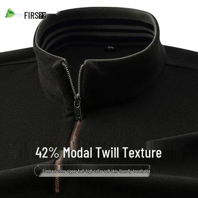 FIRS Men's Modal Blend Mock Neck Quarter-Zip Sweatshirt