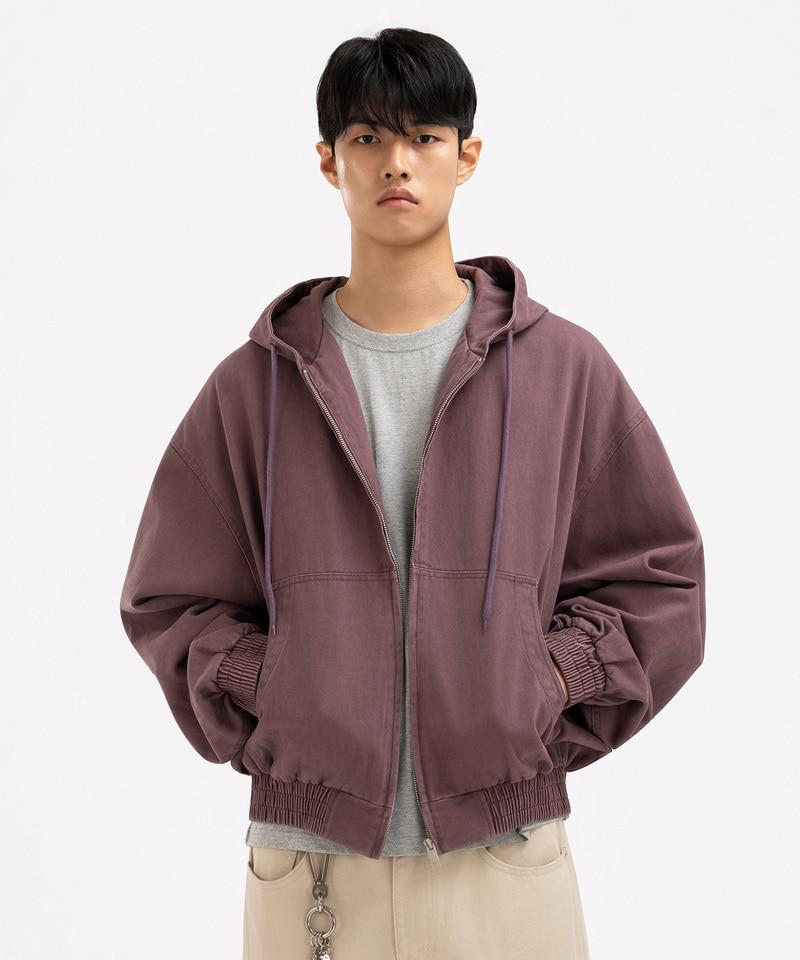 Underoff Crop Hooded Zip-Up Work Jacket Brown