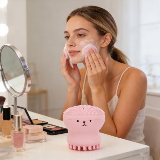 Face Brush Soft Silicone Facial Cleanser Sensitive Skin Deep Pore Cleansing Exfoliating Massage Brush Heads Waterproof Skincare Tool