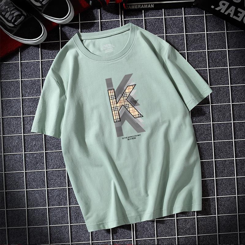 KK Large Size Men Short Sleeves T-shirt 100% Cotton Casual Tee Shirt S-6XL