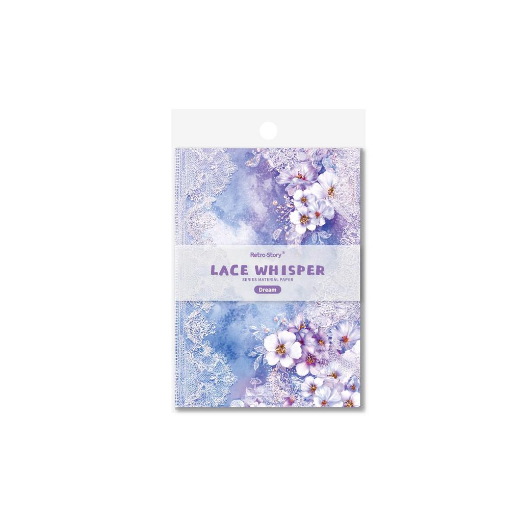 Retro Story Dual-Sided Paper Lace Journal: Whisper Series, 32 Sheets, Color Theme