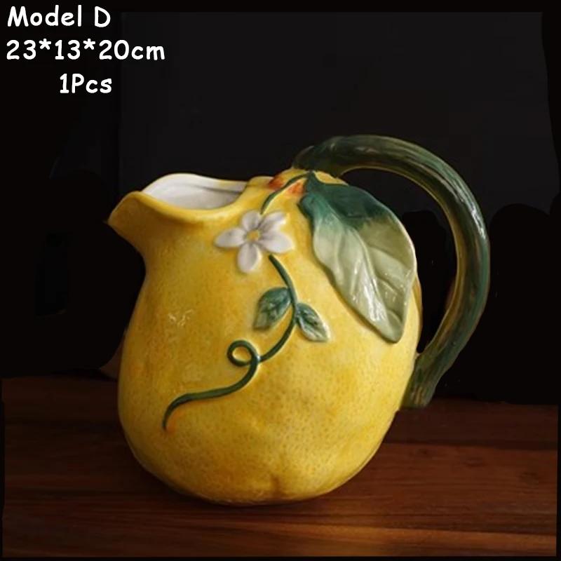 Lemon Shaped Ceramic Plate for Dessert, Fruit Tray, Afternoon Tea Kettle, Milk Mug, European Dinnerware, Colored Underglaze