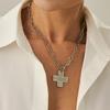 Hip-Hop Style Metal Cross Pendant Necklace, Simple Geometric Chain Collarbone Chain Necklace Necklace Women