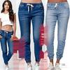 2025 Frühling/Herbst Damen Übergröße Elastischer Bund Kordelzug Jeans – Lockere Lange Denimhose
