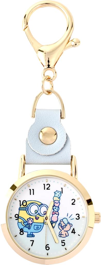Fieldwork Minions Bob Timm Analog Watch with Japanese Easy To Attach with Keychain Bag Leather KC Watch Movement, Hook, Watch, Charm, MIN004-4 BL,