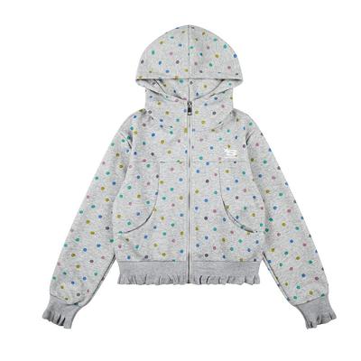 Vintage Prickig Huvtröja med Dragkedja Kort Croppad Överdimensionerad Streetwear Dam Herr Höst Vardaglig