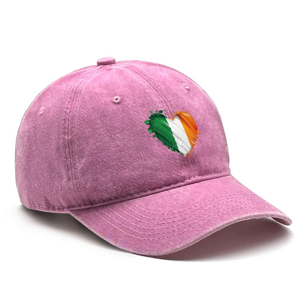Heart Flag of Ireland Print Adjustable Hats For Woman Solid Color Fashion Snapback Baseball Caps Perfect For Daily Wear