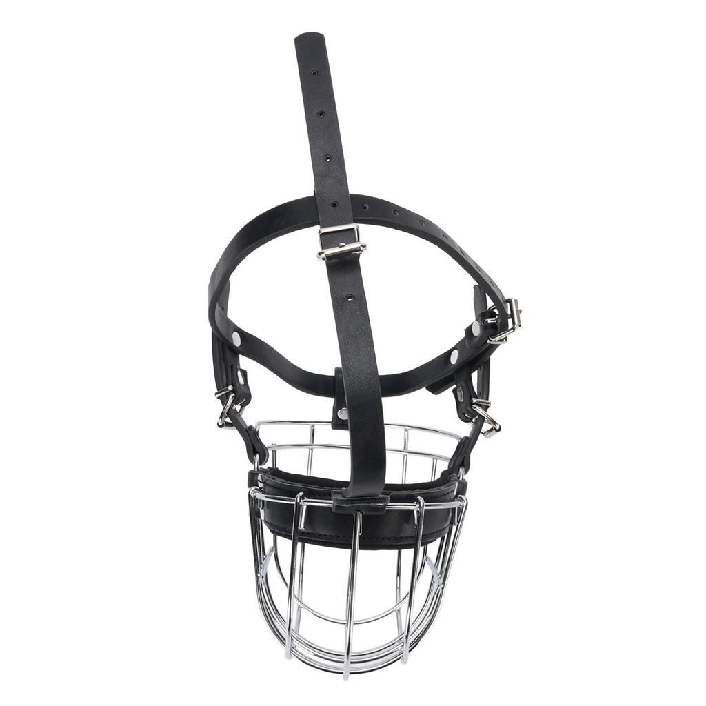 Dog Muzzles To Prevent Biting Metal Wire Dog Mouth Guard with PU Leather Straps Breathable Secure Cage Muzzle for
