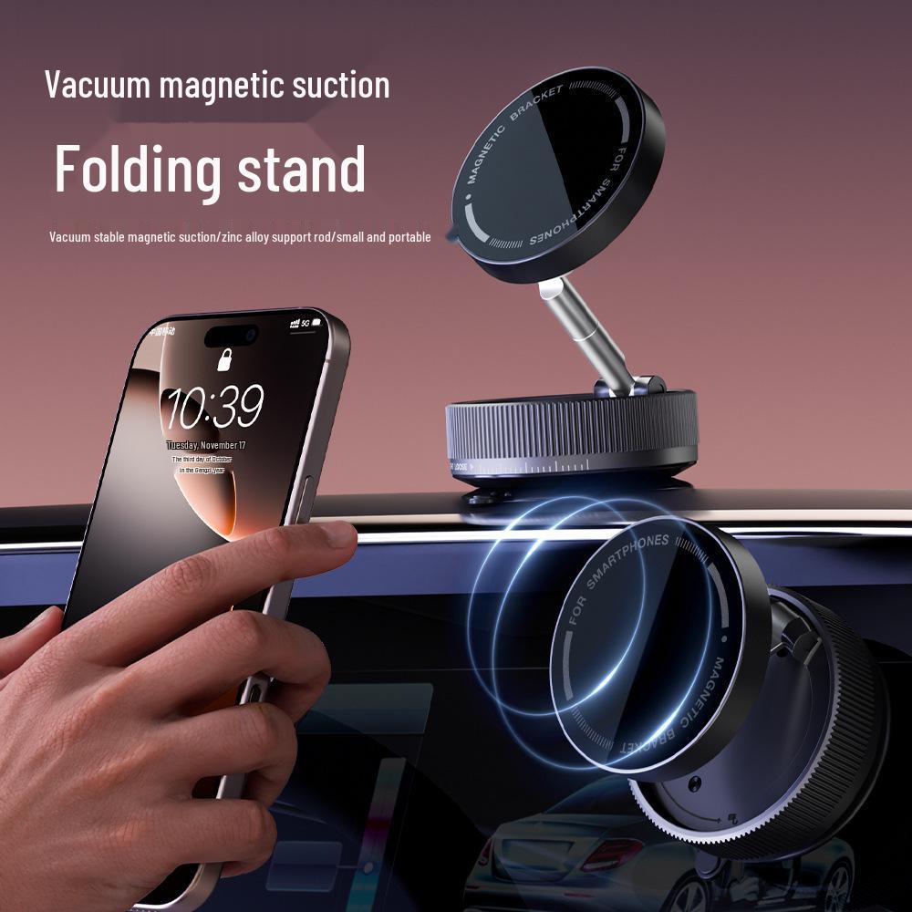 Universal Magnetic Car Phone Holder with Rotating, Telescopic, and Foldable Suction Cup Design